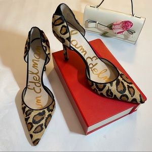 Sam Edelman Leopard Print Calf Hair Pointed Heels